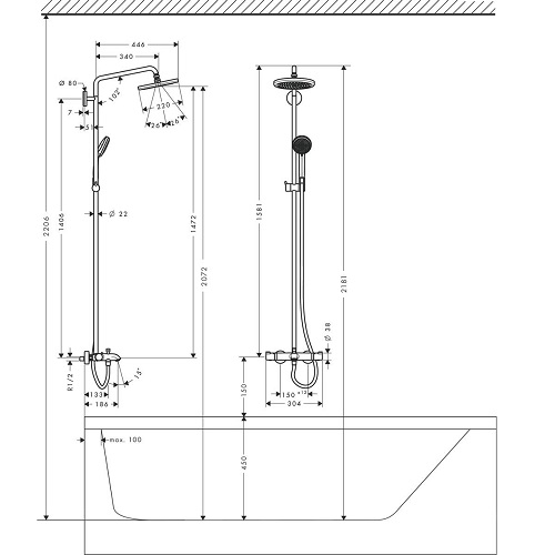 HANSGROHE Croma 220 Duş Kolonu-27223000