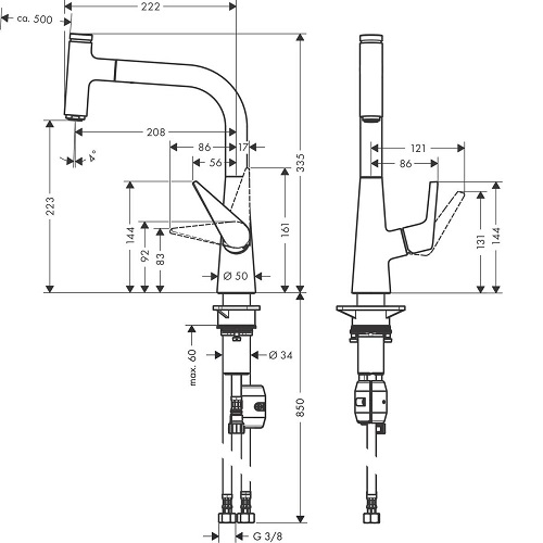 HANSGROHE Talis Select M51 Çekilebilir El Duşlu 1jet Eviye Bataryası Krom - (72822000)