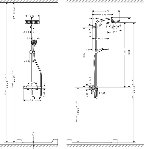 HANSGROHE Crometta E 240 Duş Kolonu (Gagasız) -27281000