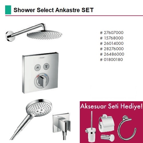 HANSGROHE Shower Select Ankastre Set (Tepe Duşu+Ank. Banyo Bataryası+El Duşu) Aksesuar Hediyeli !