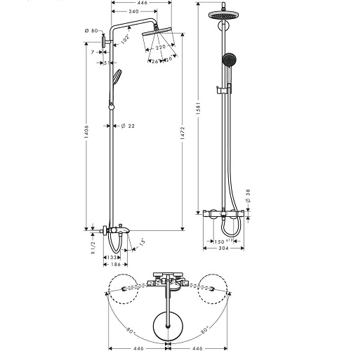 HANSGROHE Croma 220 Duş Kolonu-27223000