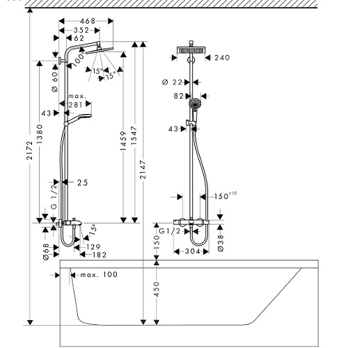 HANSGROHE Crometta E 240 Duş Kolonu-27298000