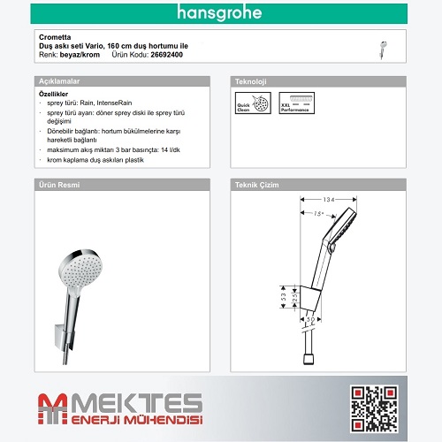 HANSGROHE Crometta  Vario El Duş Seti-26692400