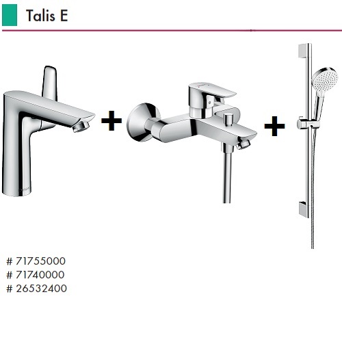 HANSGROHE Talis E Üçlü Set (Lavabo Bataryası+Banyo Bataryası+El Duşu)