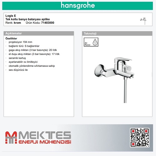 HANSGROHE Logis E Banyo Bataryası - 71403000