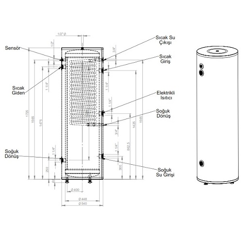 SOLIMPEKS Solitank Tek Serpantinli Hijyenik Boyler 300 LT