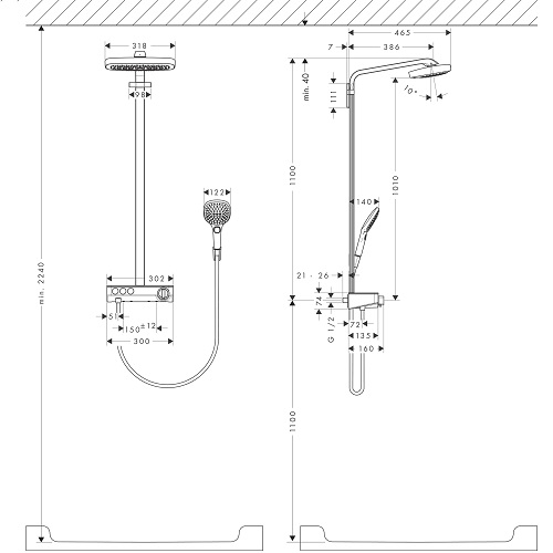 HANSGROHE Raindance Selecet Duş Kolonu-27127000 (Termostatik bataryalı)